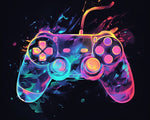 Neon glowing game controller cross stitch kit for beginners