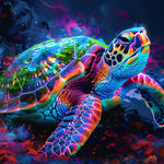 Neon glowing sea turtle cross stitch kit for beginners