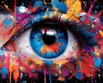 Neon paint splash eyeball cross stitch kit for beginners