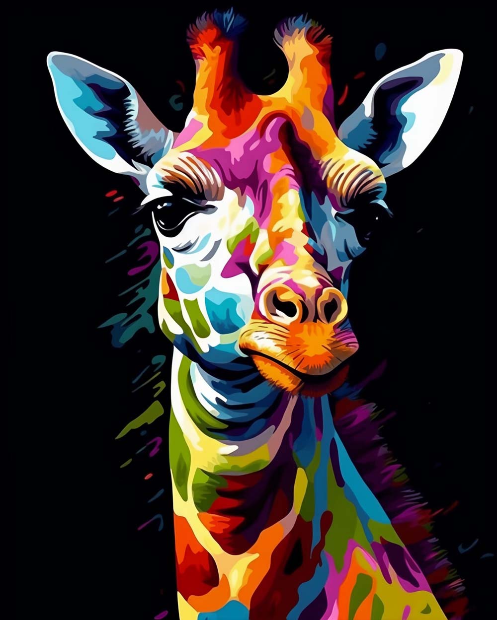 Neon pop‑art giraffe cross stitch kit for beginners