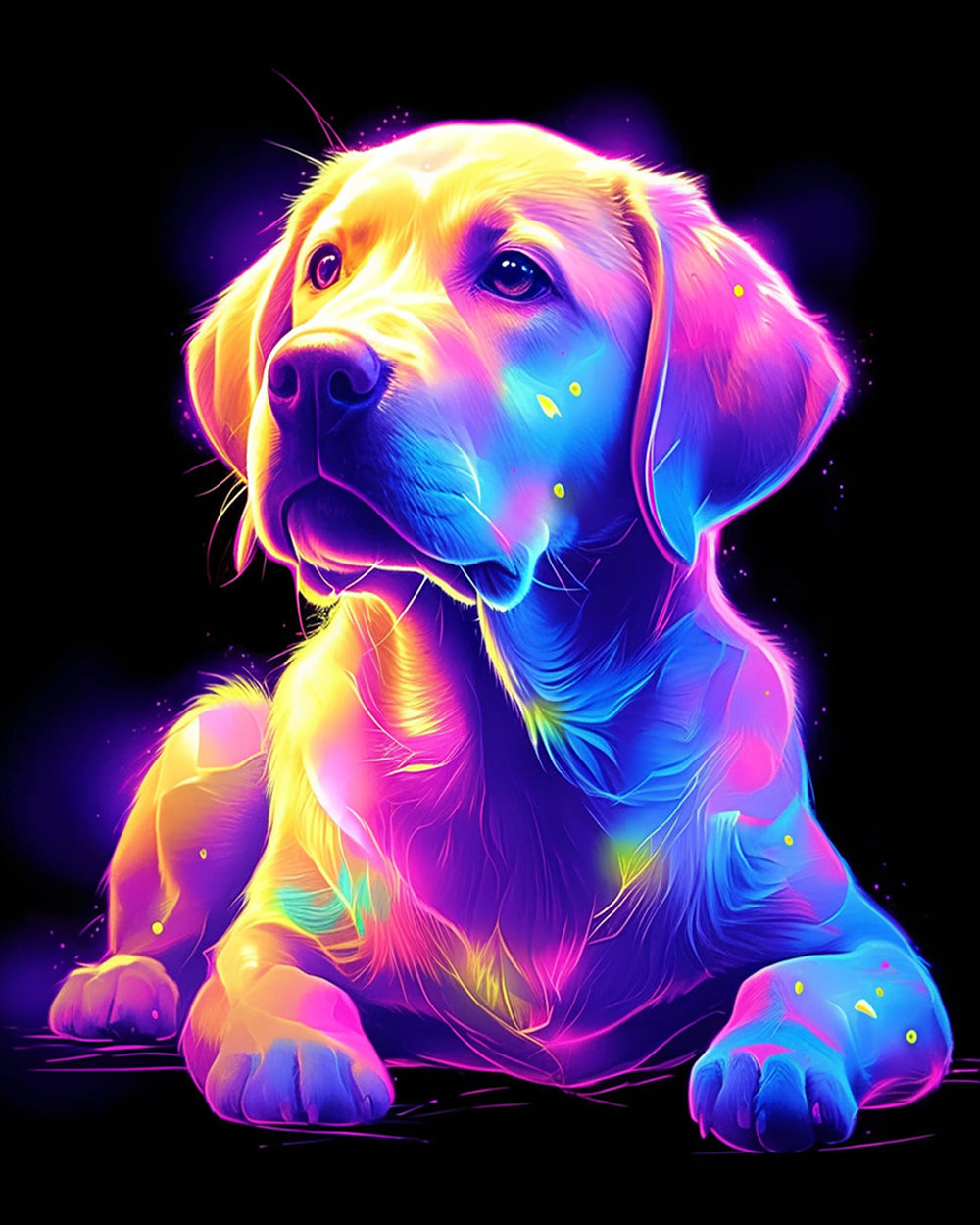 Neon pup cross stitch kit for beginners