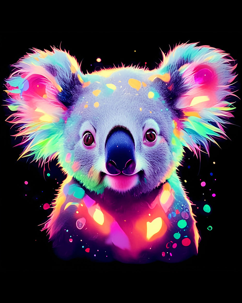 Neon rainbow koala cross stitch kit for beginners
