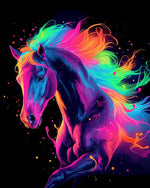 Neon running horse cross stitch kit for beginners