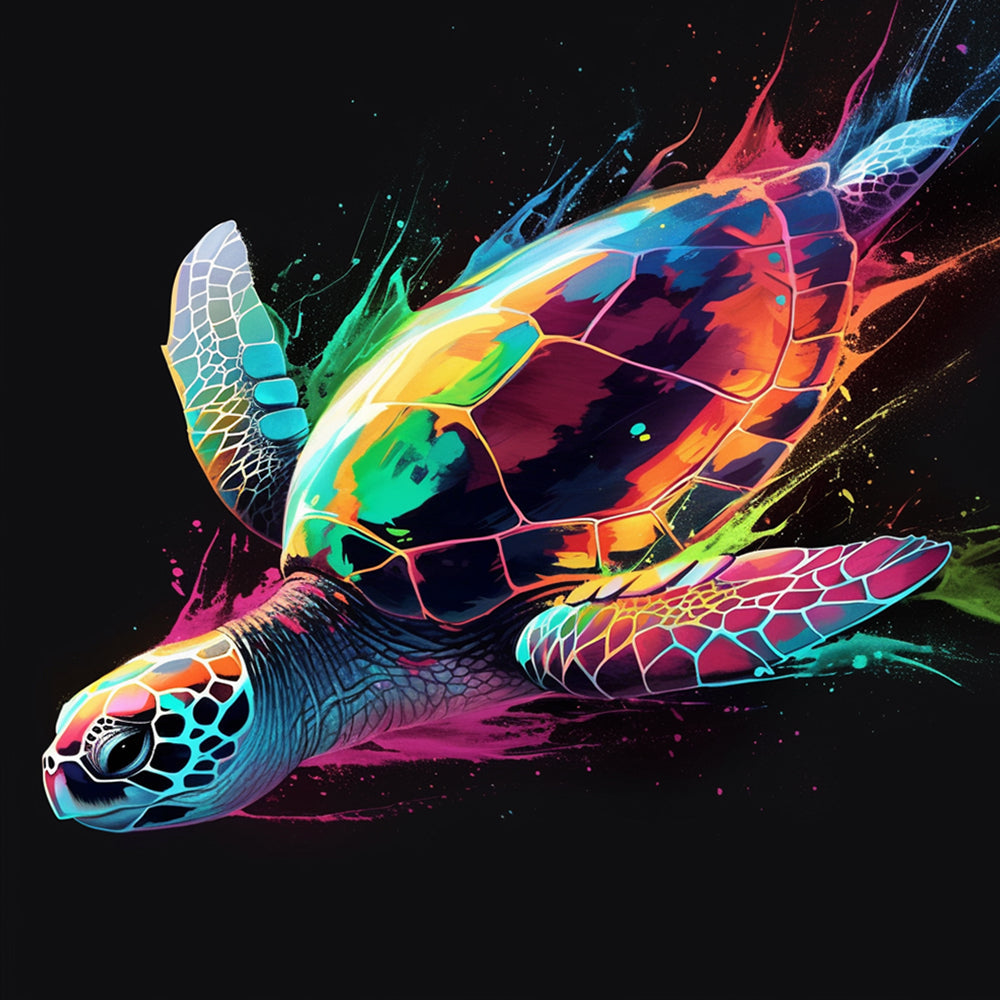 Neon sea turtle cross stitch kit for beginners