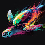 Neon sea turtle cross stitch kit for beginners