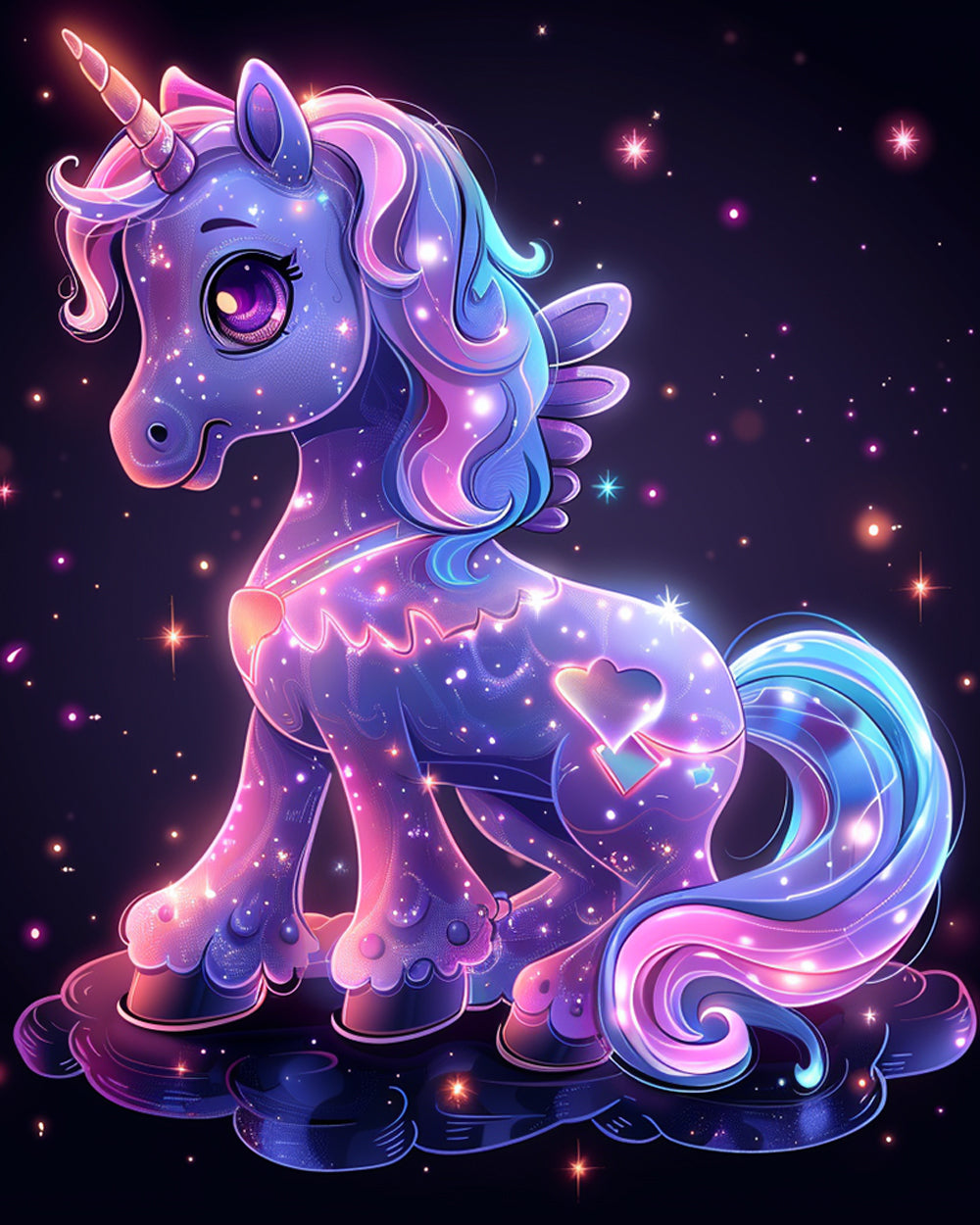 Neon sparkle unicorn cross stitch kit for beginners