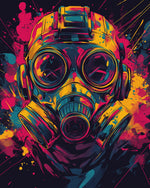 Neon splash gas mask cross stitch kit for beginners