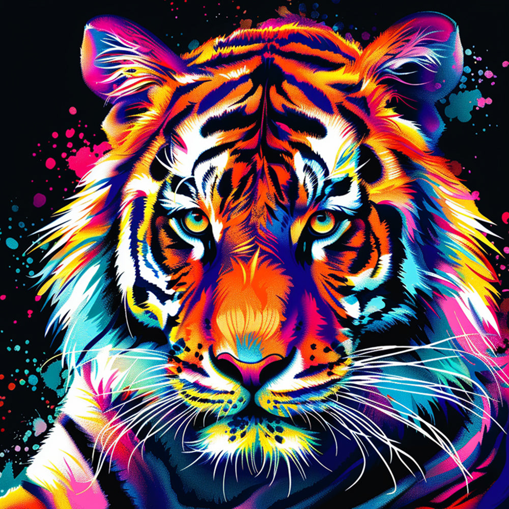 Neon tiger cross stitch kit for beginners