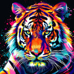 Neon tiger cross stitch kit for beginners