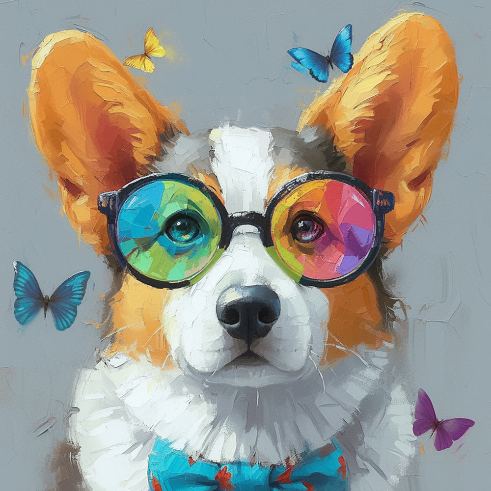 Nerdy corgi and butterflies cross stitch kit for beginners