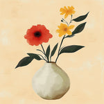Neutral vase floral arrangement cross stitch kit for beginners