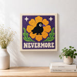 Finished nevermore raven floral artwork displayed on a wall