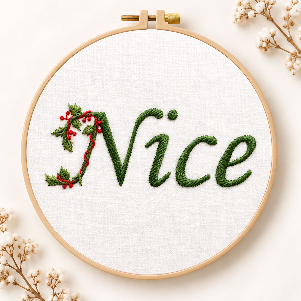 Nice holly lettering embroidery kit