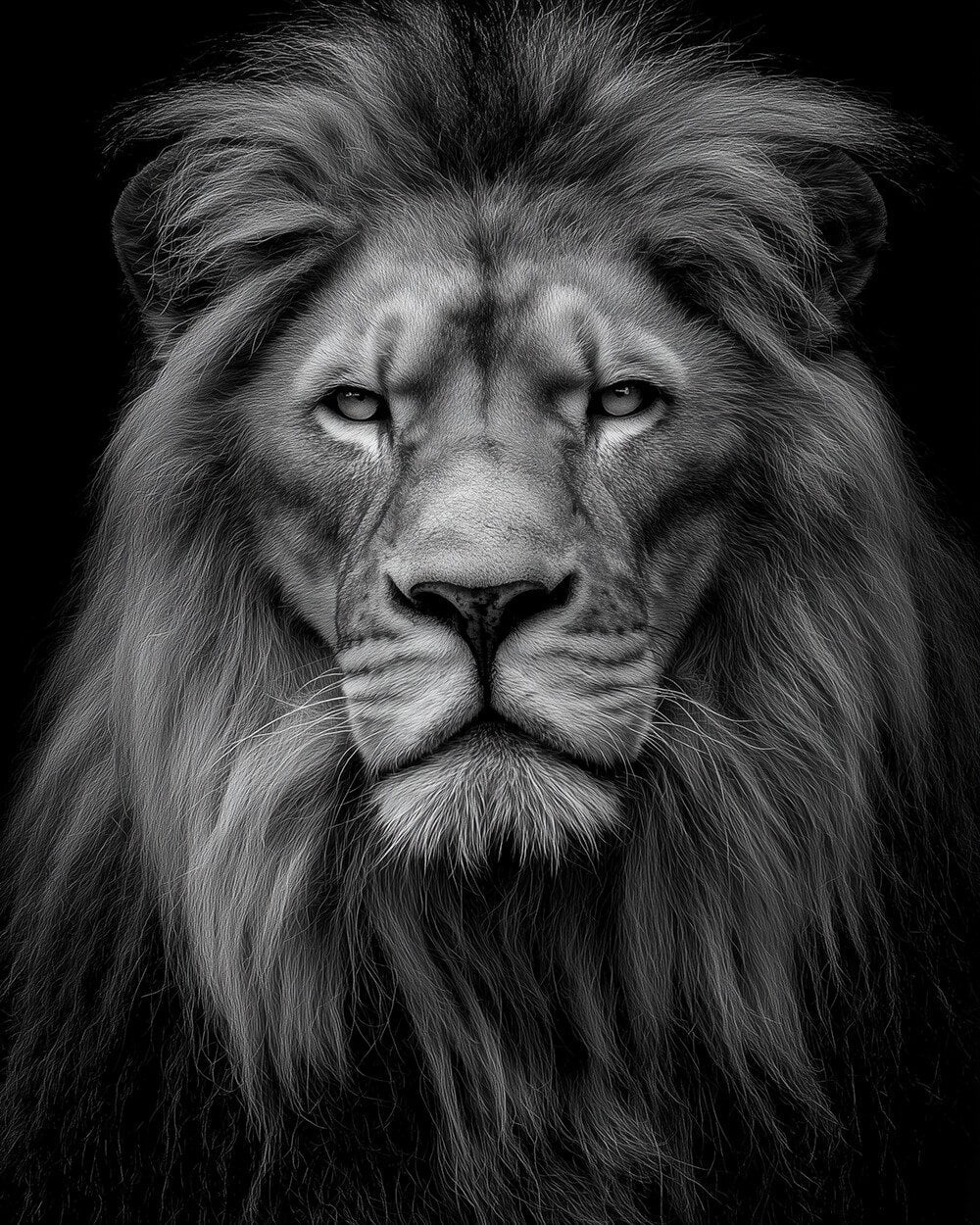 Noble black‑white lion cross stitch kit for beginners