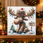 Finished north pole moose pearl diamond painting artwork displayed as holiday home decor