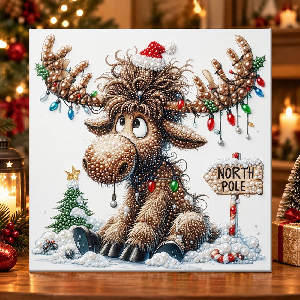 North pole moose pearl diamond painting kit for beginners