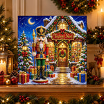 Finished nutcracker toyland noel pearl diamond painting artwork displayed as holiday home decor