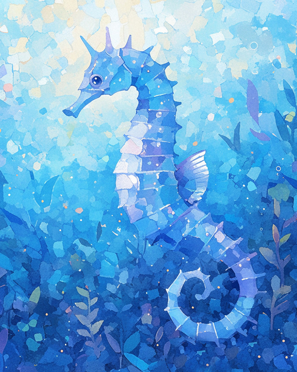 Ocean blue seahorse cross stitch kit for beginners