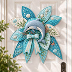 Ocean dolphin DIY quilted bow sewing kit finished as a handmade door decoration