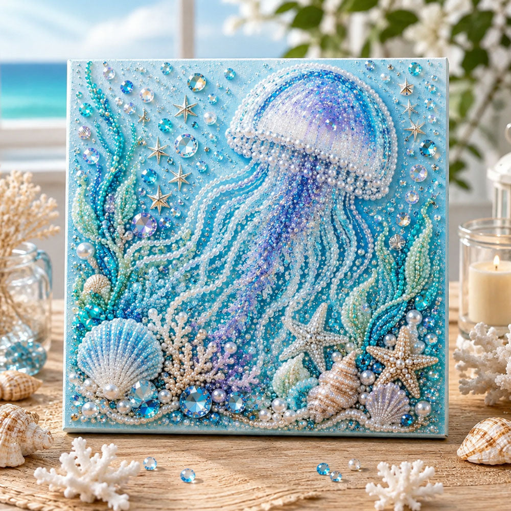 Ocean dreamy jellyfish pearl diamond painting kit for beginners
