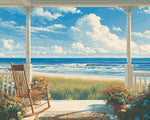 Ocean front porch view cross stitch kit for beginners