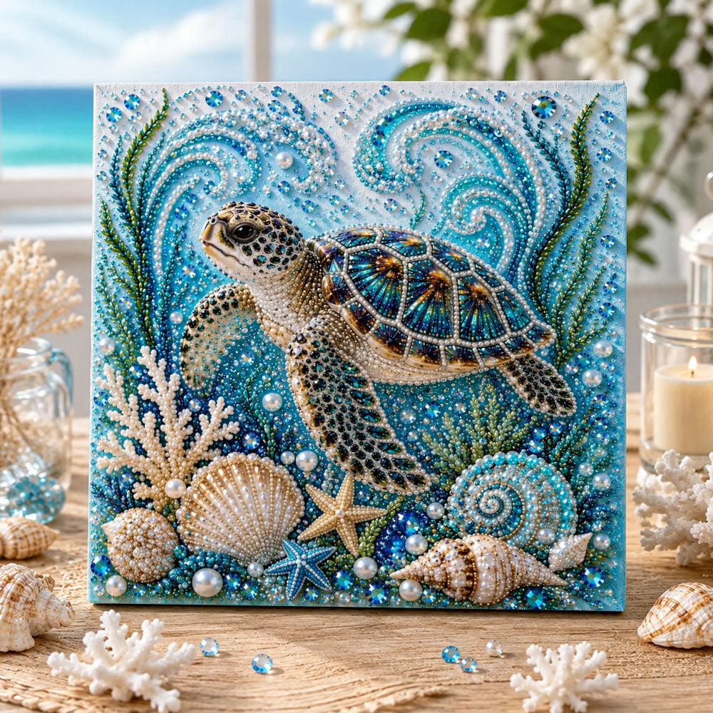Ocean graceful sea turtle pearl diamond painting kit for beginners