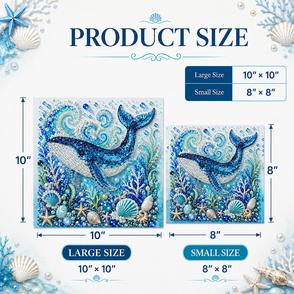 Framed ocean pearl art available in two square sizes