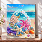 Ocean pearl egg on sandy beach pearl diamond painting kit for beginners