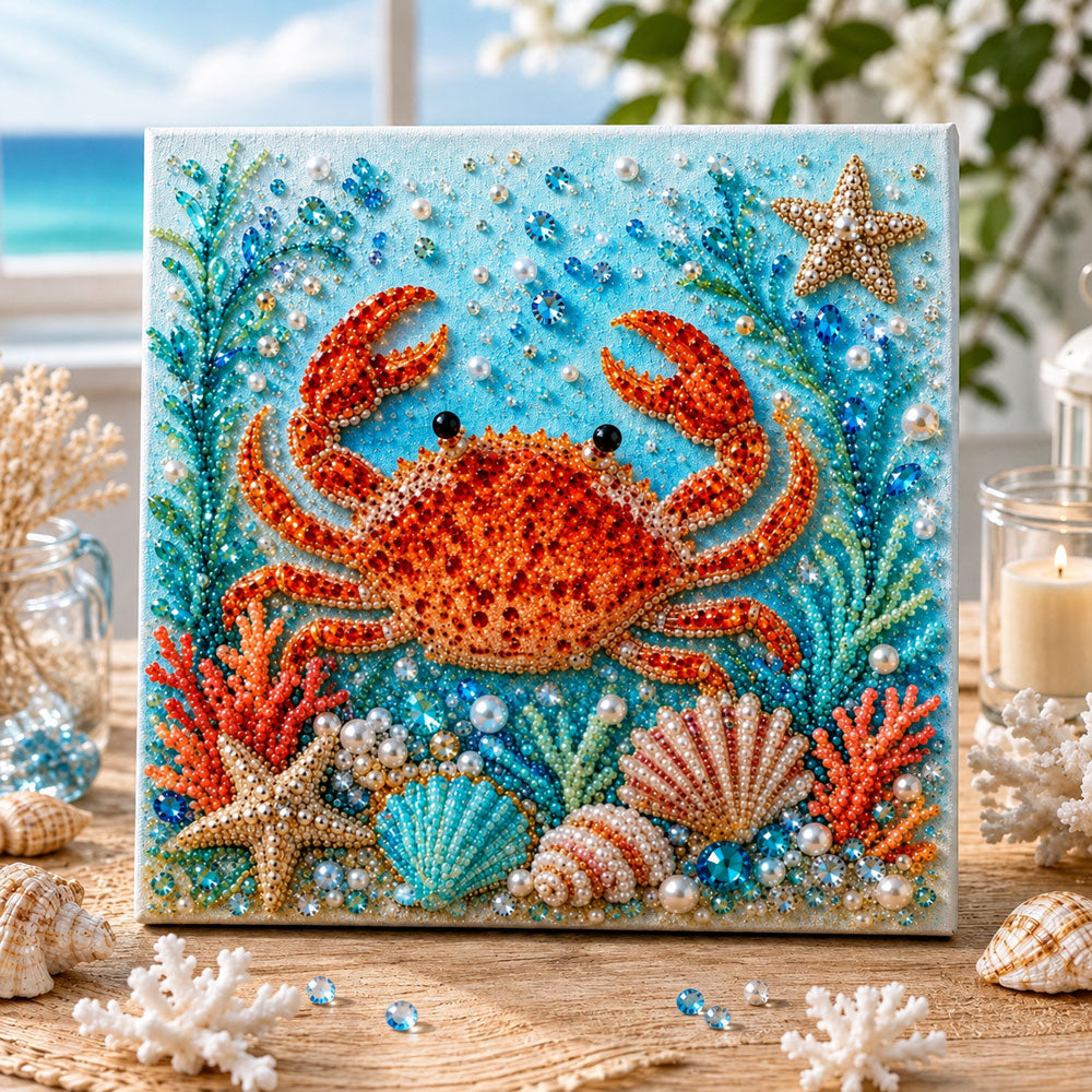 Ocean vibrant crab pearl diamond painting kit for beginners