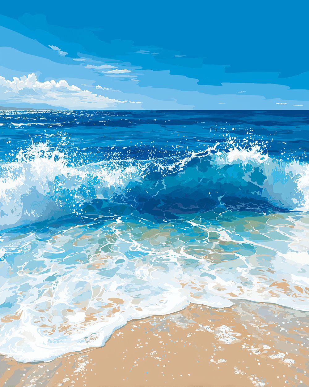 Ocean wave splash cross stitch kit for beginners