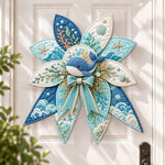 Ocean whale DIY quilted bow sewing kit finished as a handmade door decoration