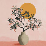 Olive branch in vase under sun cross stitch kit for beginners