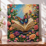 Open book with floral butterfly pearl diamond painting kit for beginners