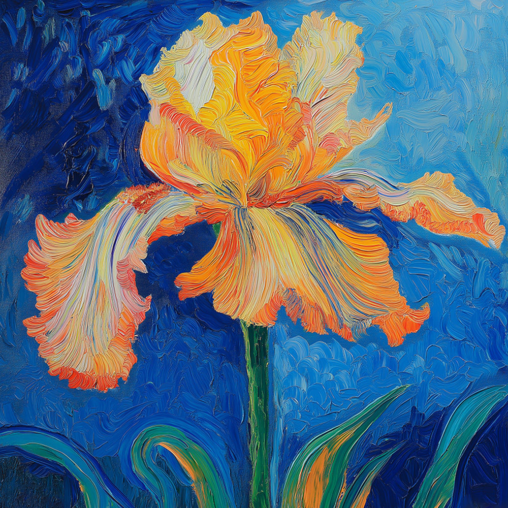 Orange and yellow iris cross stitch kit for beginners