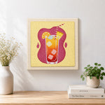 Finished orange gradient summer drink artwork displayed on a wall
