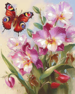 Orchid and butterfly cross stitch kit for beginners