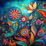 Organic swirling floral pattern cross stitch kit for beginners