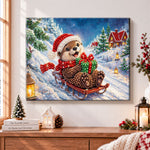 Otter on christmas sled pearl diamond painting kit for beginners