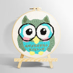 Owl with glasses punch needle kit for beginners