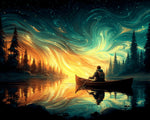 Paddling under swirling starry sky cross stitch kit for beginners