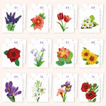 All 12 floral painting designs featuring lavender, roses, tulips, sunflowers and other flowers