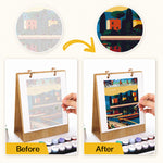 Before and after comparison showing a numbered Italy travel illustration transformed into a finished painting