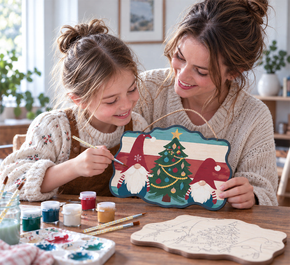 Paint by numbers door hanger family painting activity