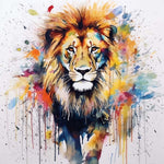 Paint‑splash wild lion cross stitch kit for beginners