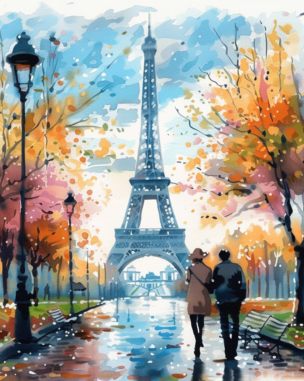 Paris autumn stroll cross stitch kit for beginners