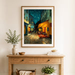 Finished paris night cross stitch artwork displayed as home decor