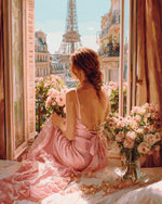 Paris window floral moment cross stitch kit for beginners