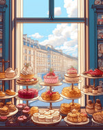 Parisian bakery view cross stitch kit for beginners