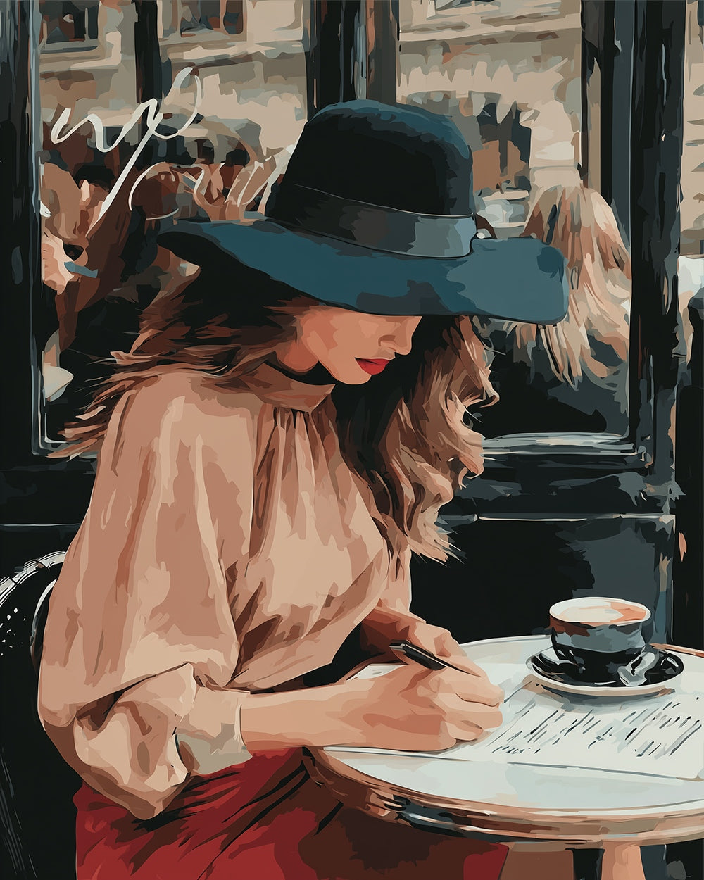 Parisian coffee notes cross stitch kit for beginners