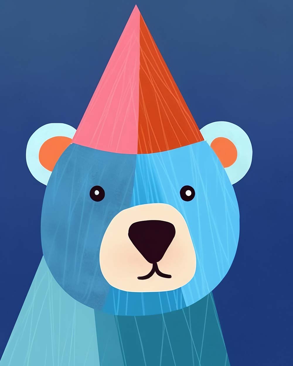 Party hat blue bear cross stitch kit for beginners